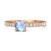 Moonstone Classic Solitaire Pave Band Ring - 925 Sterling Silver Rose Gold Vermeil