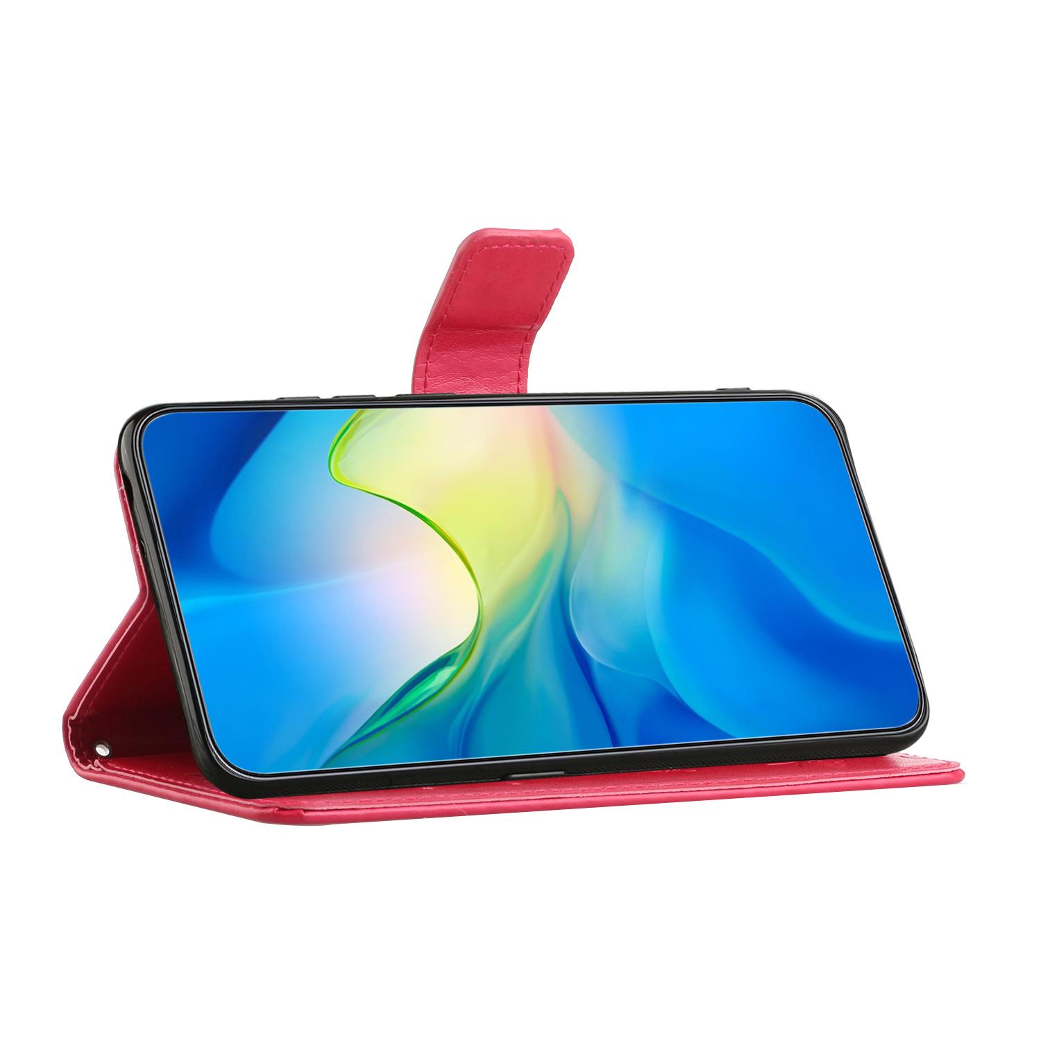 

For Samsung Galaxy S24 FE Case Leather Phone Cover Butterfly Flower Pattern Cyan