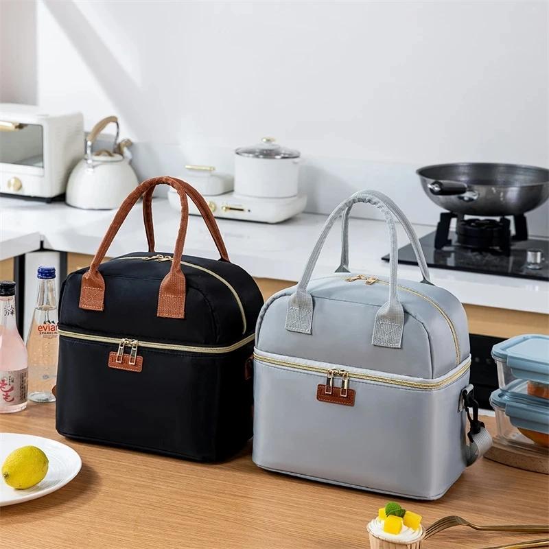 Outdoor Portable Insulated Lunch Bags Thermal Cooler Tote Leakproof Handheld Work Lunch Box Waterproof Pouch Organizer Bag