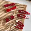 Korea France Red Christmas Bow Hair Clip, BB Hairpin, Acetate Hair Accessory