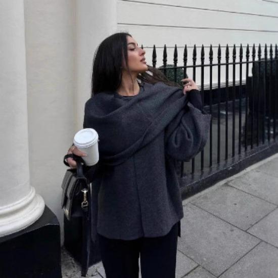 Women'S Asymmetrical Scarf Short Knitted Jacket