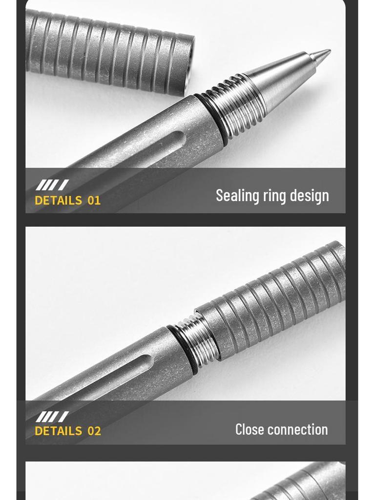 Pix Tactic EDC din Aliaj de Titan - Scurt cu Clip de Talie pentru Exterior, Stilou cu Bilă pentru Autoapărare, Unisex