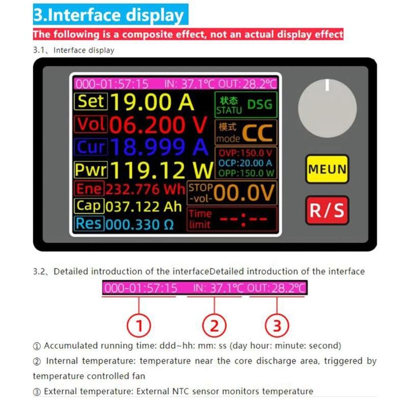 MDL150 150W 20A Color Screen Electronic Load Tester With Precise Control Battery Capacity Monitor for Industrial Use