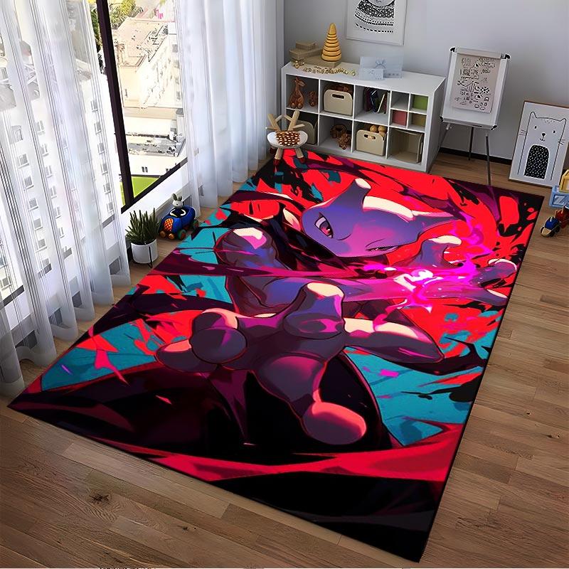 "Modern Anime Style Carpet with Red and Blue Abstract Design" Suitable for use as an anti-slip for living room bedroom sofas