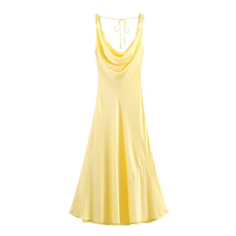 Kaslead New Women clothes Western Style Fashion Slim fit Silk Satin Texture Dress 2590934