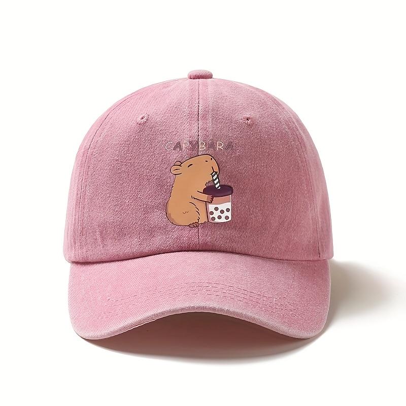 Adorable Capybara Drinking Bubble Tea Baseball Cap Casual Style Perfect Gift for Family and Friends Unique Animal Graphic Hat