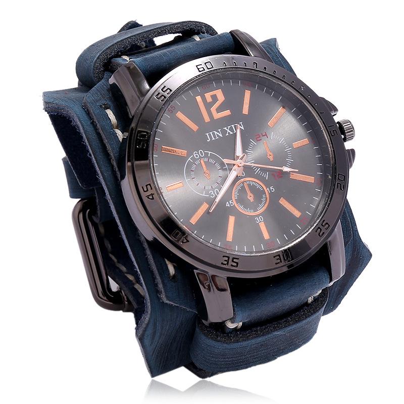 Herren Retro Punk Rindsleder Uhrenarmband