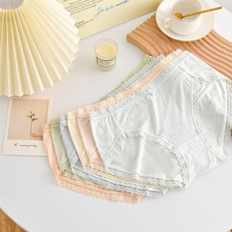 Beautiful and Cute Underwear Bow Comfortable Underwear Mid Waist Women's Cotton Underwear Elastic Breathable Underwear