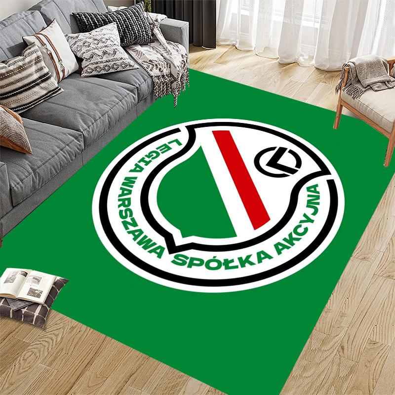 Legia Warsaw FC Home Sofa Decoration for Living Room & Bedroom, Non‑Slip Play Flannel Floor Mat for Game Room