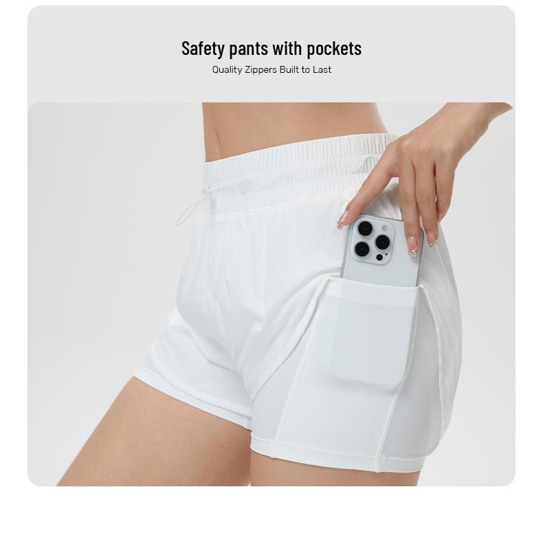 Women's 2026 High-Waisted Quick-Dry Fake Two-Piece Sports Shorts - Breathable Running & Yoga Fitness Shorts for Summer