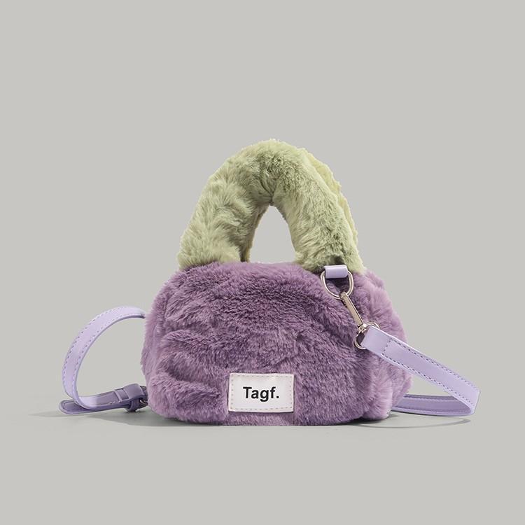 

Осень и зима 2025 нишевая плюшевая сумка-ведро маленькая сумка-сачел новая контрастных цветов модная с высоким чувством универсальная и милая фиолетовый