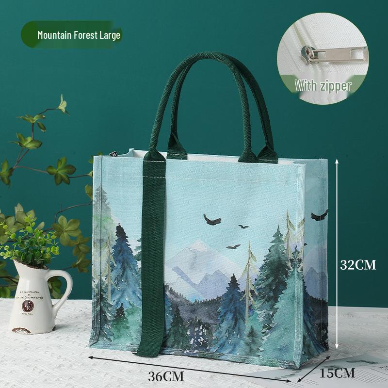 Eco-Friendly 3D Canvas Tote Bag with Zipper and Custom Logo Printing