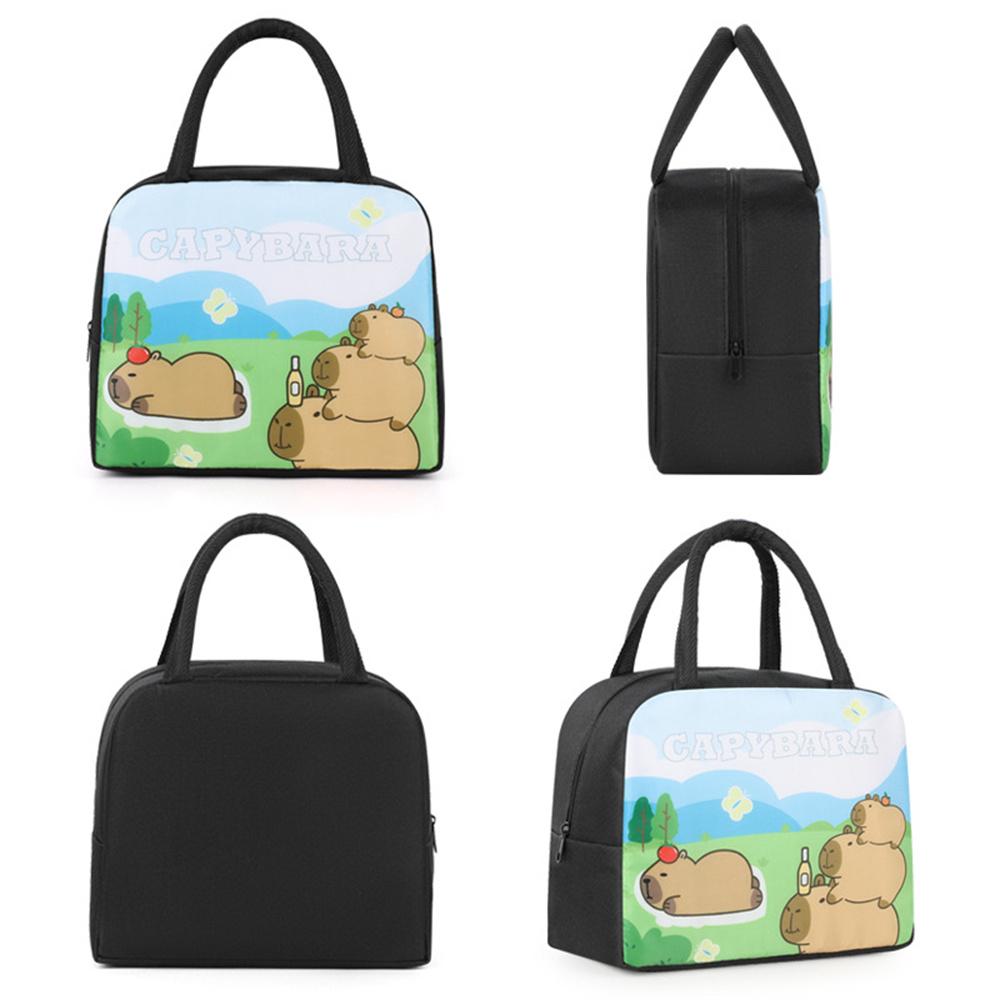 Cartoon Capybara Lunch Bag Children Portable Thermal Insulation Bento Box Bags Food Container Handbags for School Office