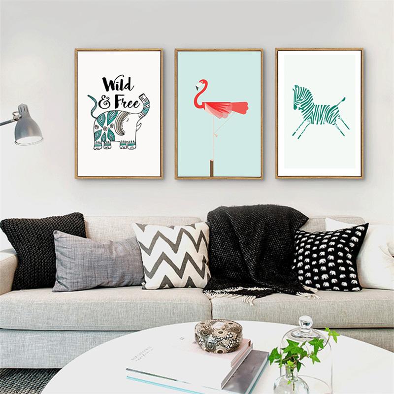 Triptych Abstract Zebra Indian Elephant Print Canvas Painting Art Poster No Frame Living Room TV Background Decoration