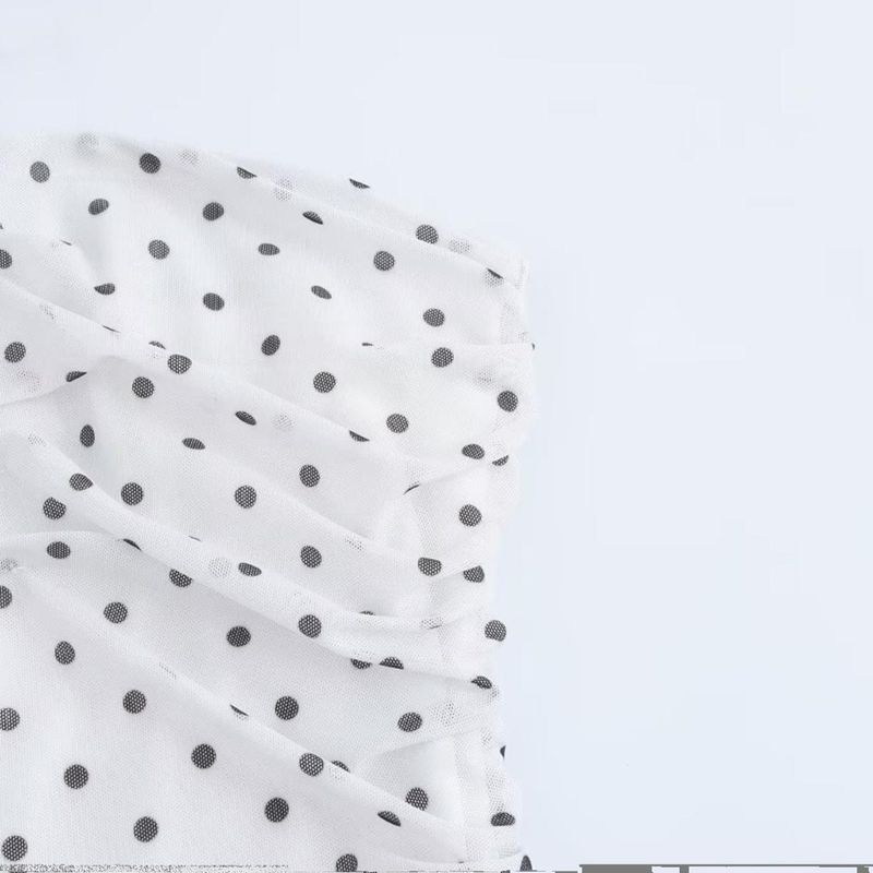 Kaslead New Arrival Women's Clothing Fashion Style Fashion Minimalist Polka Dot Three-Dimensional Flower Decoration Tube Top Dress
