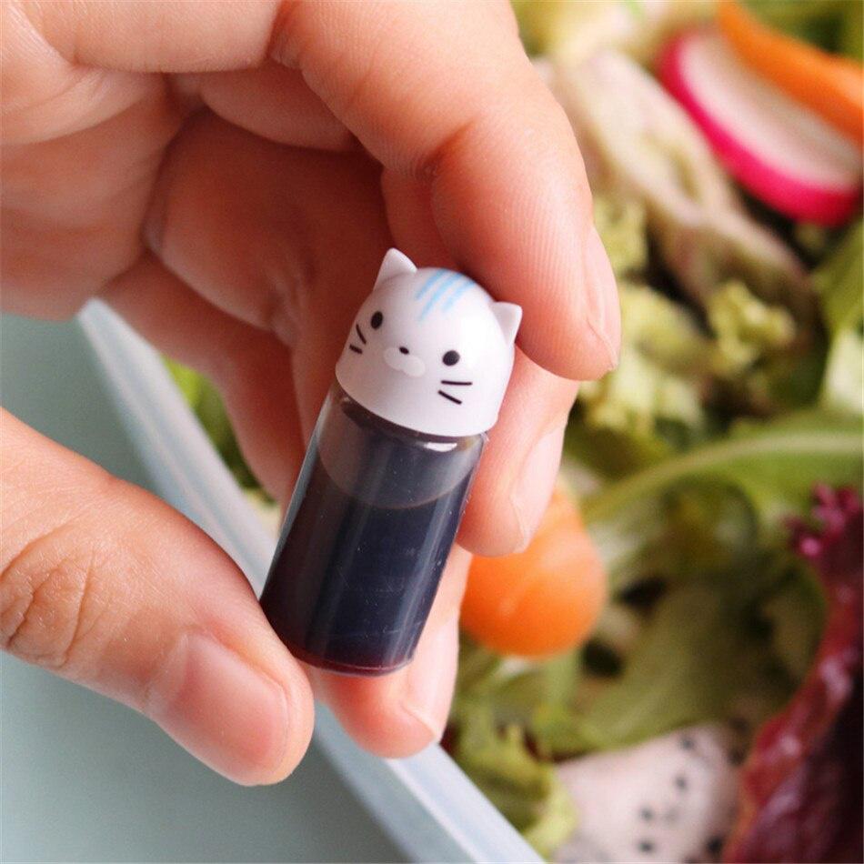 3pcs/set Mini Seasoning Sauce Bottle Small Containers Lovely Cat Dog Bottles for Bento Lunch Box Kitchen Jar Accessories Cartoon