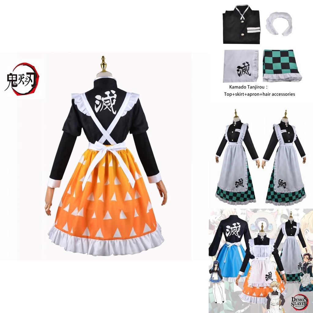 Dämonentöter Cosplay Kostüm Kamado Tanjiro Dienstmädchen Uniform Outfit Kostümparty