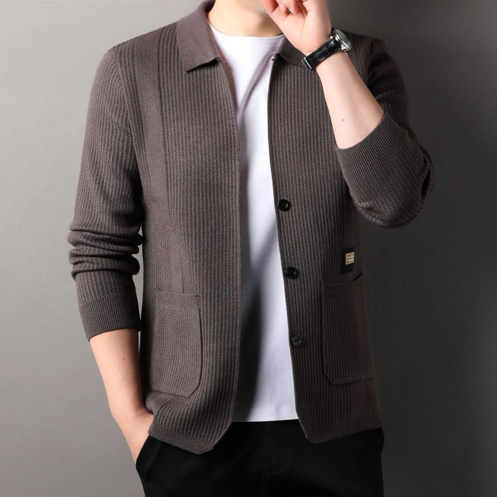 26 Spring And Autumn Men'S Knitted Cardigan Jacket Fashion Lapel Casual Men'S Cardigan Jacket Sweater Men'S Clothing