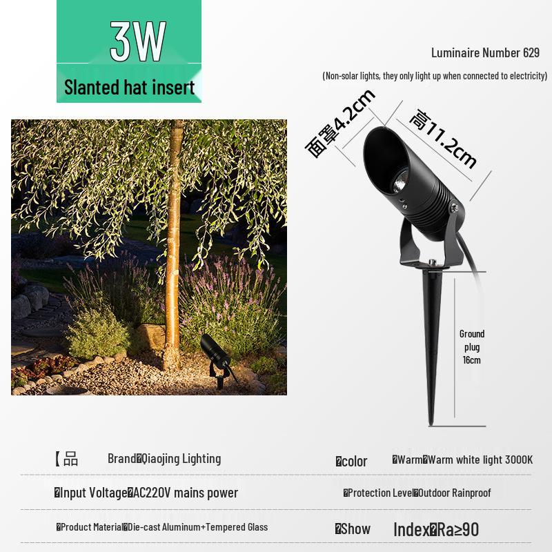Waterproof Outdoor LED Spotlight for Trees and Gardens - Landscape Lawn Light with Ground Stake, 24V Floodlight