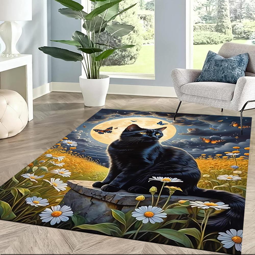 Moonlit Cat Dream Floor Mats for Living Room, Bedroom and Room Decoration Are Suitable for Gifts.