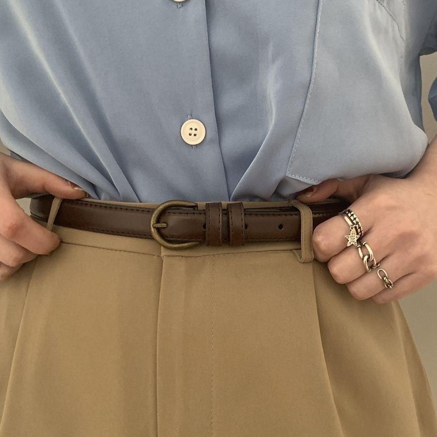 Vielseitiger dünner Ledergürtel für Damenjeans und Kleider - Koreanischer Retro-Stil