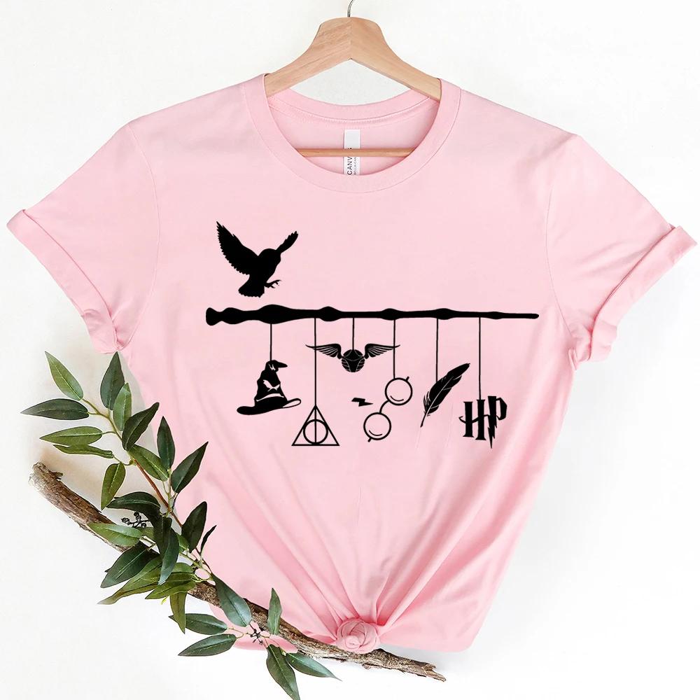 

Wizard World Hatcamisetas de Unisexga corta con varita de mago camiseta gráfica Unisex HPcamiseta escolar mágica ropa de S