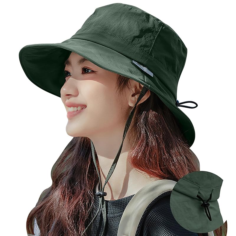 

[MOWO] UV protection hat ladies [Ultra lightweight and cool] [Size adjustable, UPF50+ measured, water repellent] Completely blacked out With wire UV