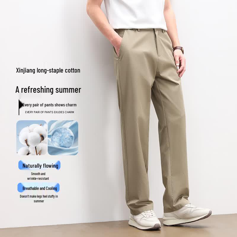 Romon Men s Lightweight Pure Cotton Straight-Leg Casual Pants 35