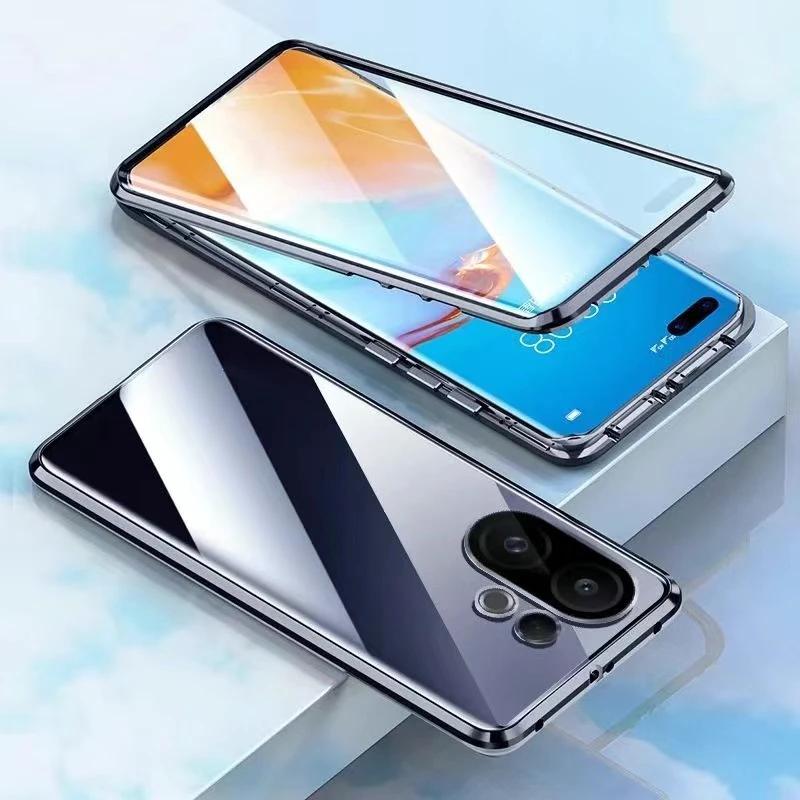 Kovový rám 360 Plná ochrana Pouzdro Pro Vivo X200 FE Magnetická Adsorpce Oboustranný Kryt z Tvrzeného Skla Pro VIVO S30 Pro mini