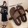 Women's Toe Slippers Women's Summer Wear New One-word Sandals Retro French Fairy Style Soft Flat Beach Shoes
