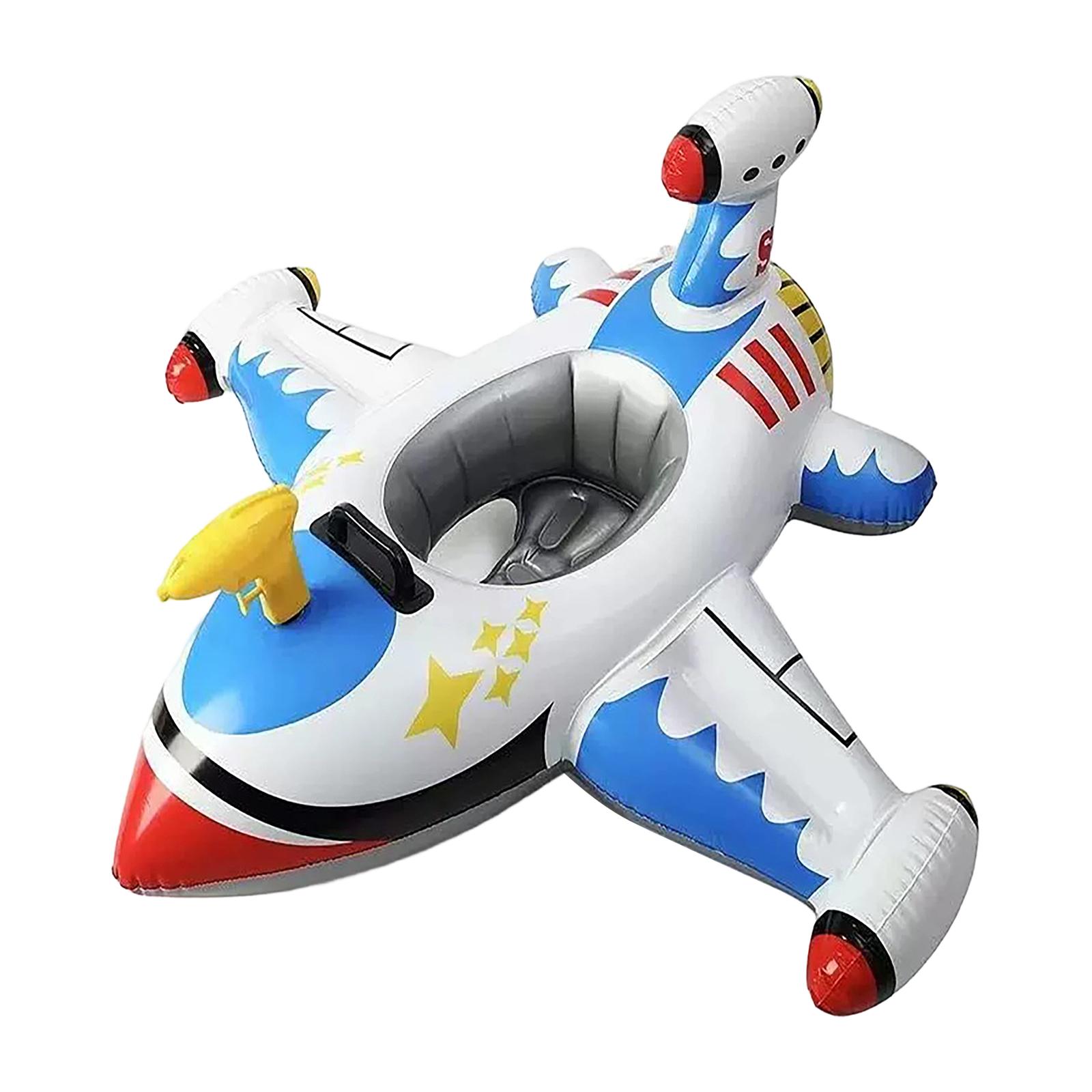 

Inflatable Airplane Shaped Water Float Seat for Children Thickened Outdoor Pool Swim Ring with Steering Wheel Design for Interactive Water Activities One Size