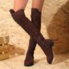 Fashion Comemore Thigh High Boots Women Spring Autumn Suede Solid Color Lace Up Long Botas Casual Thick Low Heel  Over The Knee Boots