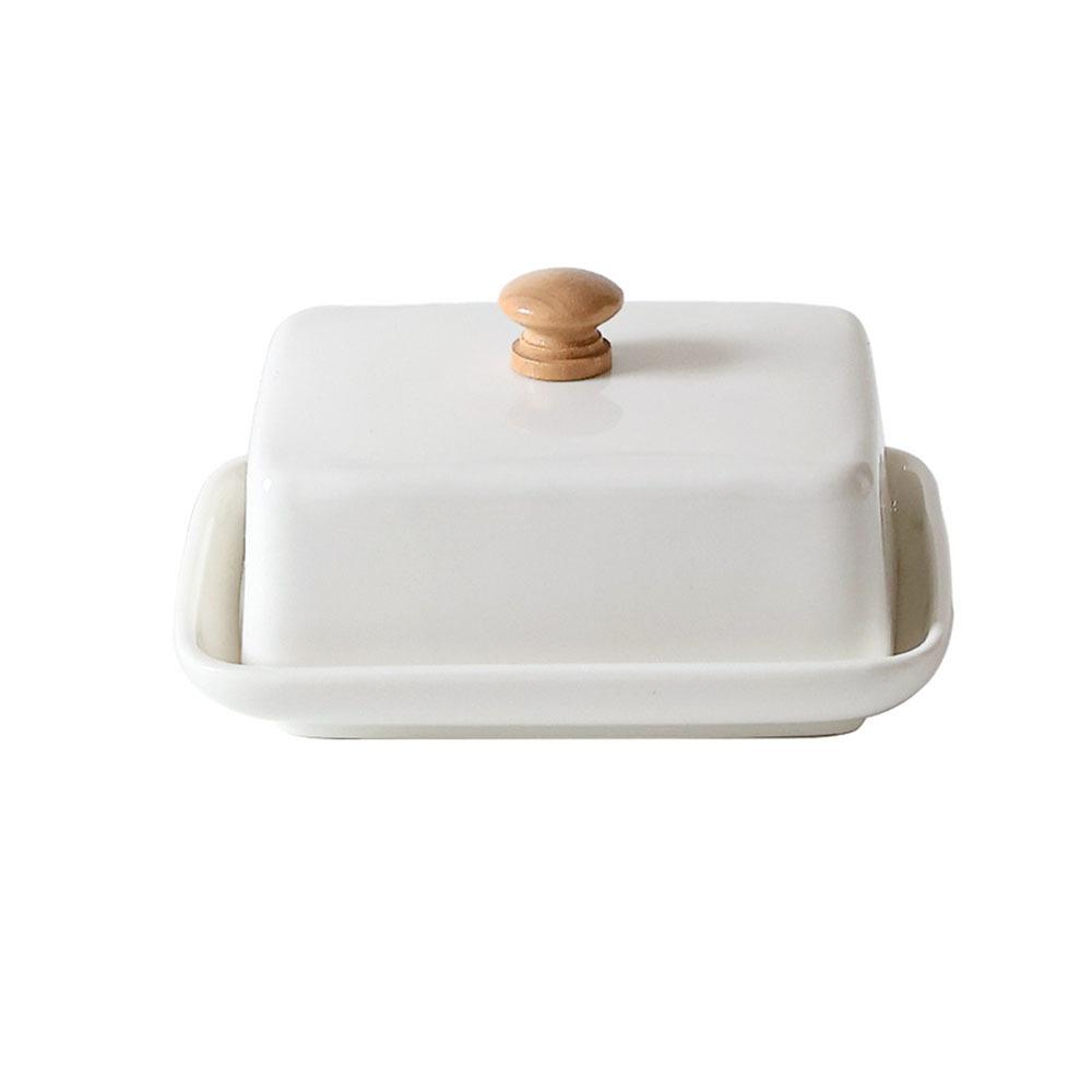 With Lid Ceramic Butter Dish Top Handle Sealed Butter Container Nordic Butter Plates  Snack