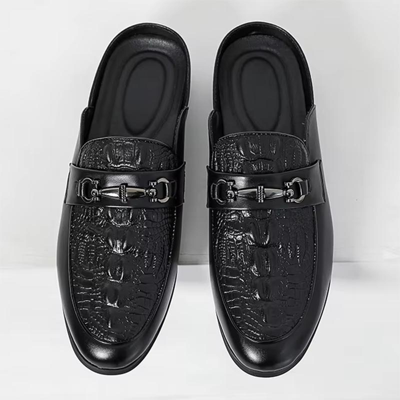 Men Charm Alligator Pattern Half Slippers Driving Shoes Male Casual Mules Moccasins Breathable Loafers Zapatos Hombre
