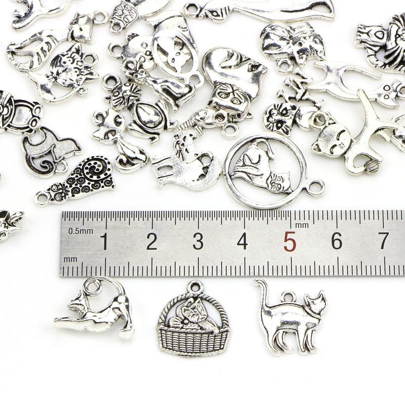 20pcs Vintage Metal Mixed Random Cat Charms Animal Pendants For Jewelry Making Diy Handmade Jewelry