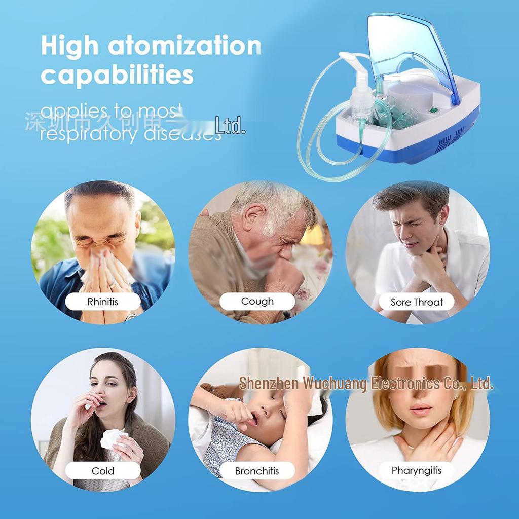 Portable Compressed Air Nebulizer Machine with Multi-Size Adapter for Pediatric and Adult Use
