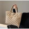 Large Diamond Lattice Cotton Padded Women's Tote – Autumn/Winter Casual Fashion Handbag