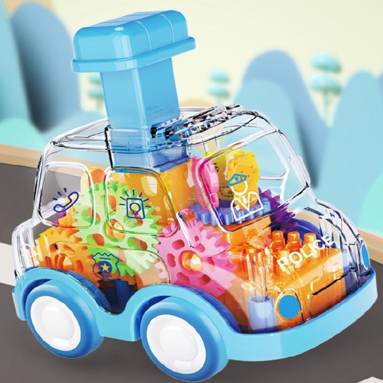 2PCS Friction Toy Pull Back Vehicle Transparent Body Working Gear Press and Go Sliding Car Educational Toy For Toddler