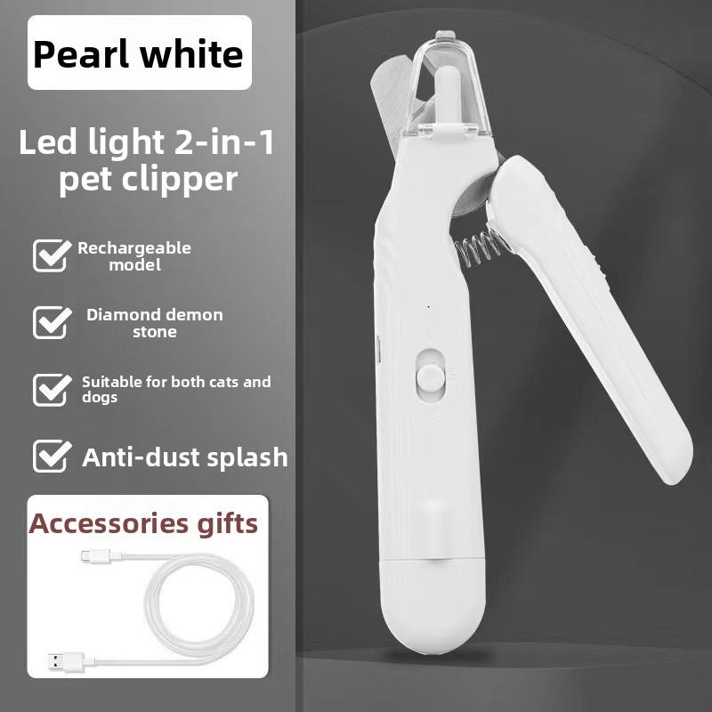

2 in 1 LED Pet Nail Clippers and Grinder, Rechargeable Dog Cat Nail Trimmer with File, Safe Grooming Tool for Small Medium Pets M