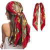Printed Head Silk Scarf Elegant Square Hijab Neckerchief Satin Bandana  Female Use