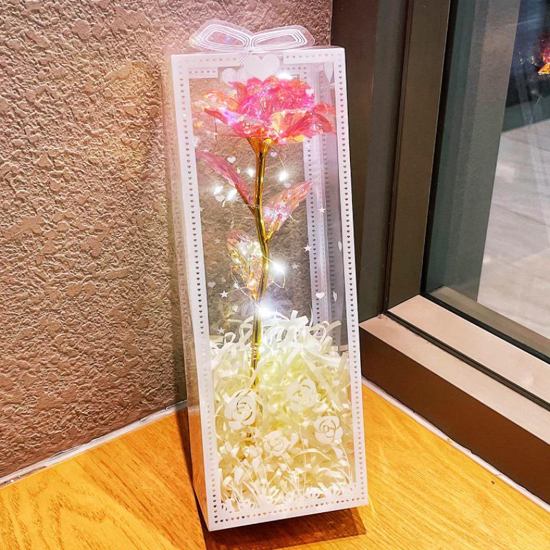 Luminous Flashing Gold Preserved Rose Bouquet – Creative Qixi Souvenir