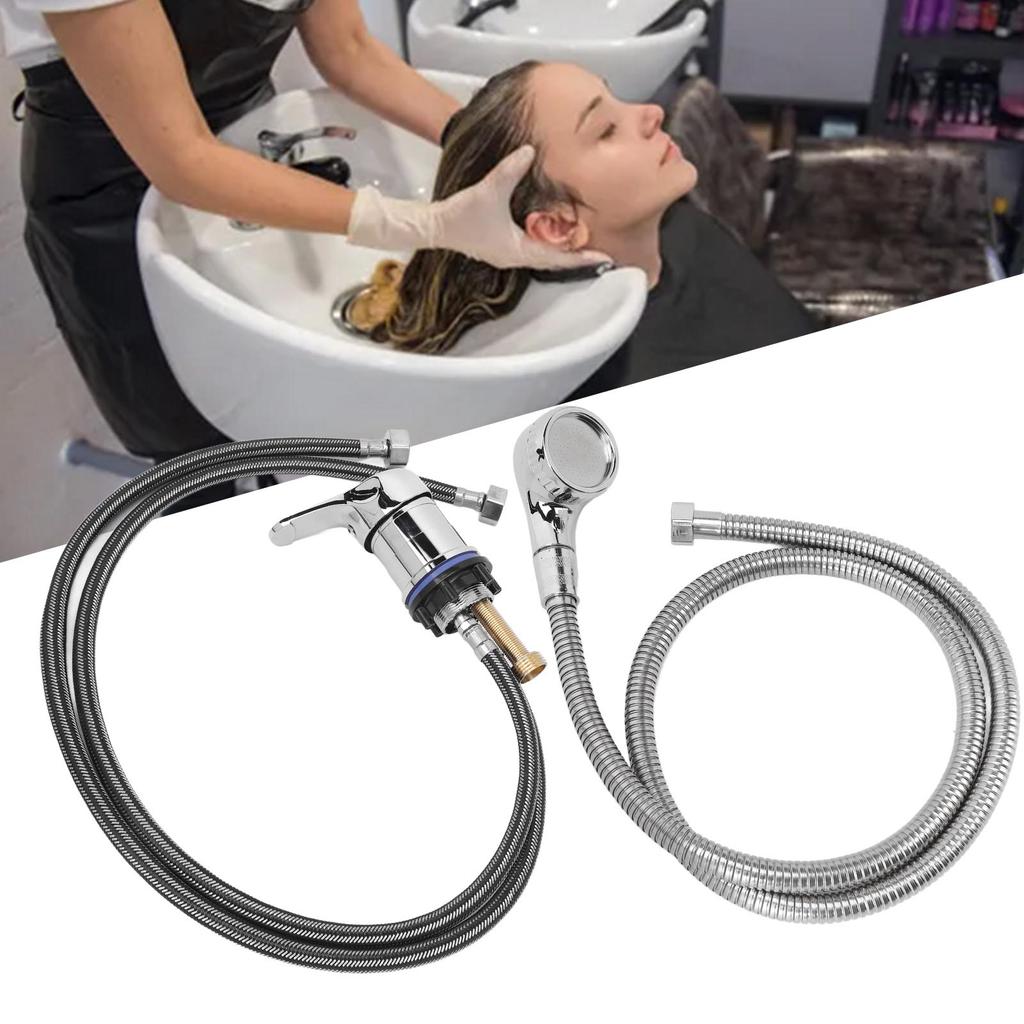 Set Rubinetteria per Lavaggio Capelli Rubinetto per Lavabo Doccia Soffione Spruzzatore Tubo Acqua Lega di Zinco Ricambio per Salone