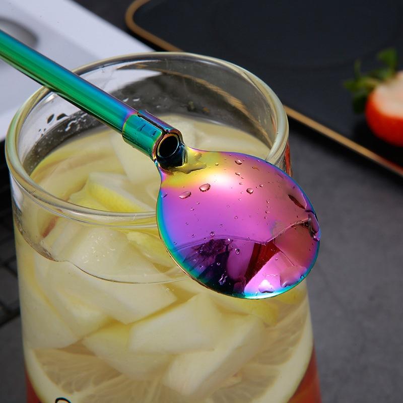 NEW Drinking Straw Stainless Steel Straw Set Straw Spoon with Brushes Box