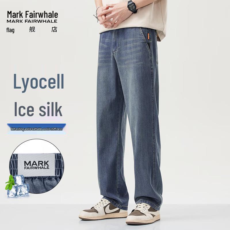 MARK FAIRWHALE Men s Summer Lyocell Blend Loose Straight Jeans 30