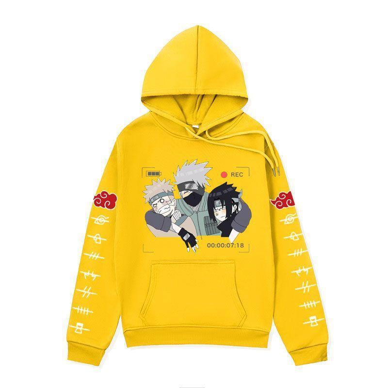 Mens Naruto Anime Hoodie Winter Fleece Lined Oversized Cotton Blend Sweatshirt Teens Casual Streetwear