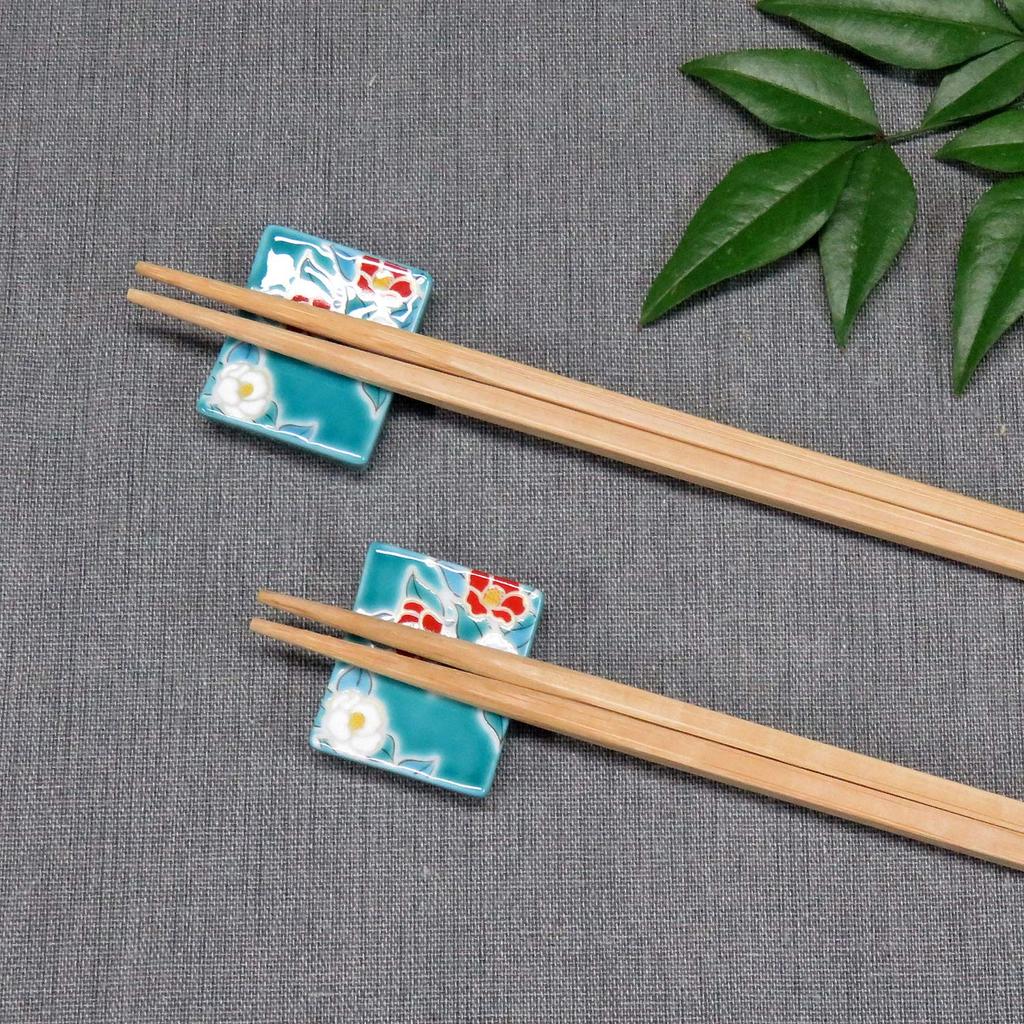 Stylish Kutani Ware Chopstick Rest Pair Camellia Made In Japan Set, Design, Ceramic,
