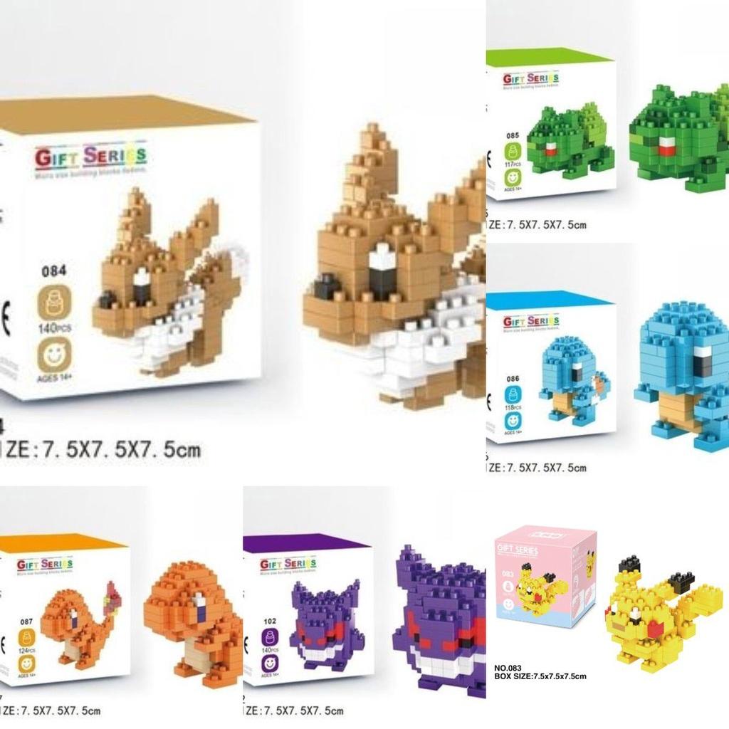 Pokemon Diy Building Blocks Figures Set Pikachu Plastic Toy Model Kids Gift