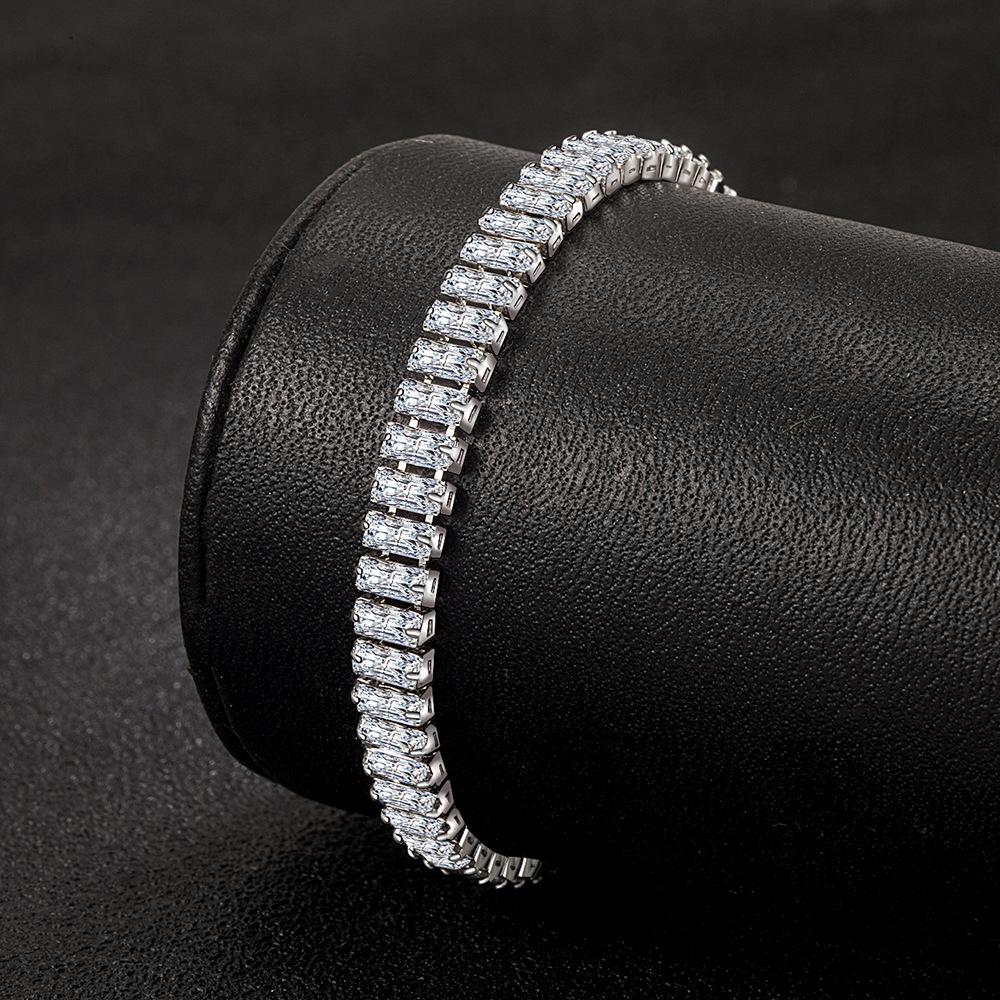 925 Sterling Silver Square AAA Zircon Bracelet Fashion Jewelry