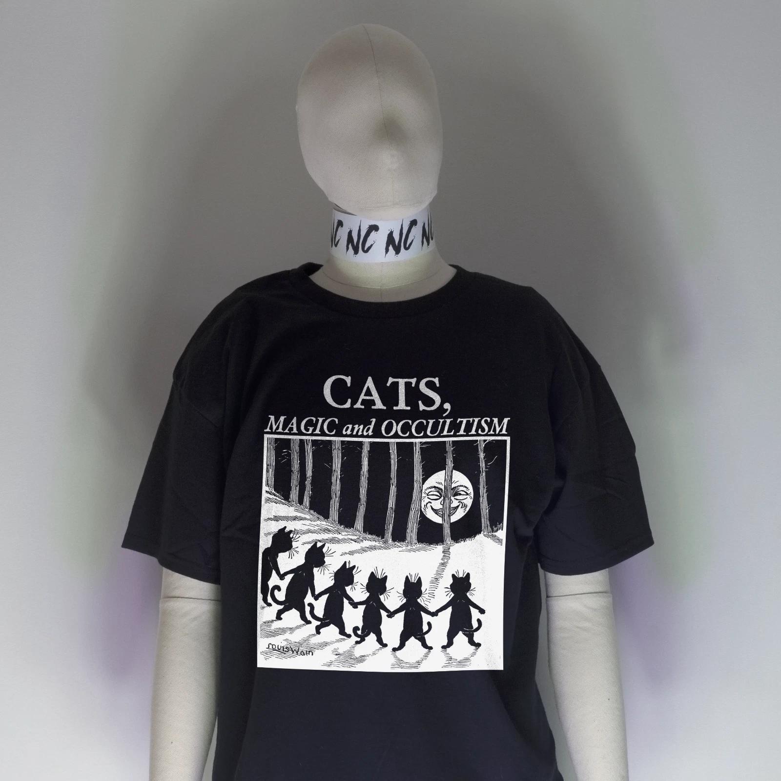 Кошки Магия и Оккультизм Луи Уэйн Футболка | Готика Готический Стимпанк Оккультный Милый S