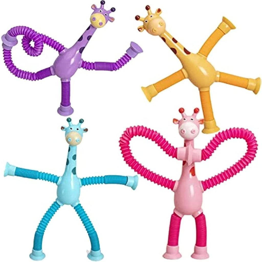 PROMERCO® Interactive Toy Set of 4, Telescopic Suction Cup Giraffe XL, Plastic, Multicolor